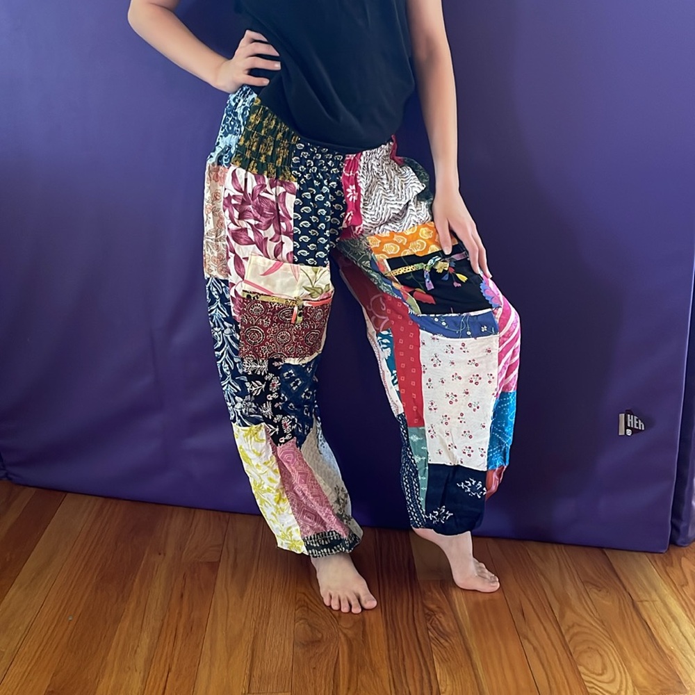 NWT high waisted Colorful Patchwork Pants size small-medium 13-14in waist